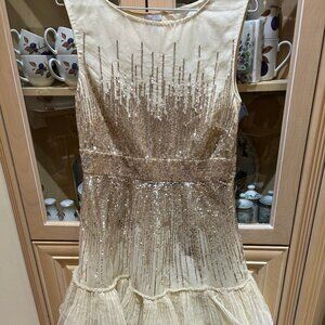 Red Valentino Gold Sequin Tulle Dress